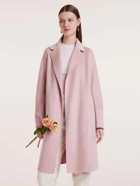 Notched Lapel Wool And Cashmere Wrapped Women Coat