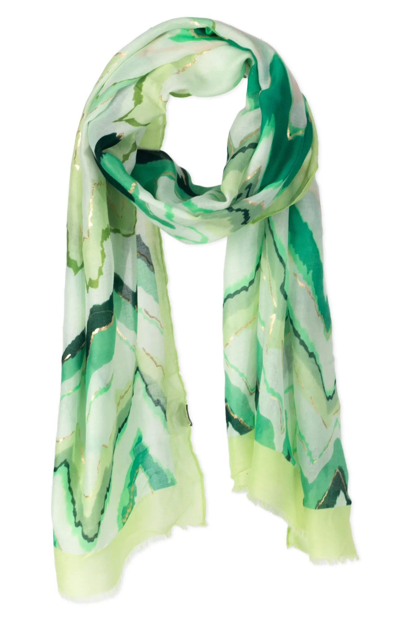 100% Cotton print Scarf | GREEN | 0482A1