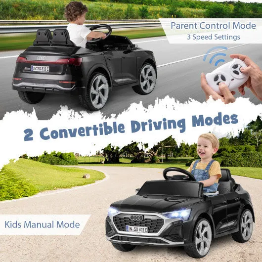 12V Kids Ride on Car Licensed Audi SQ8 With Remote Control and 3 Speeds-Black