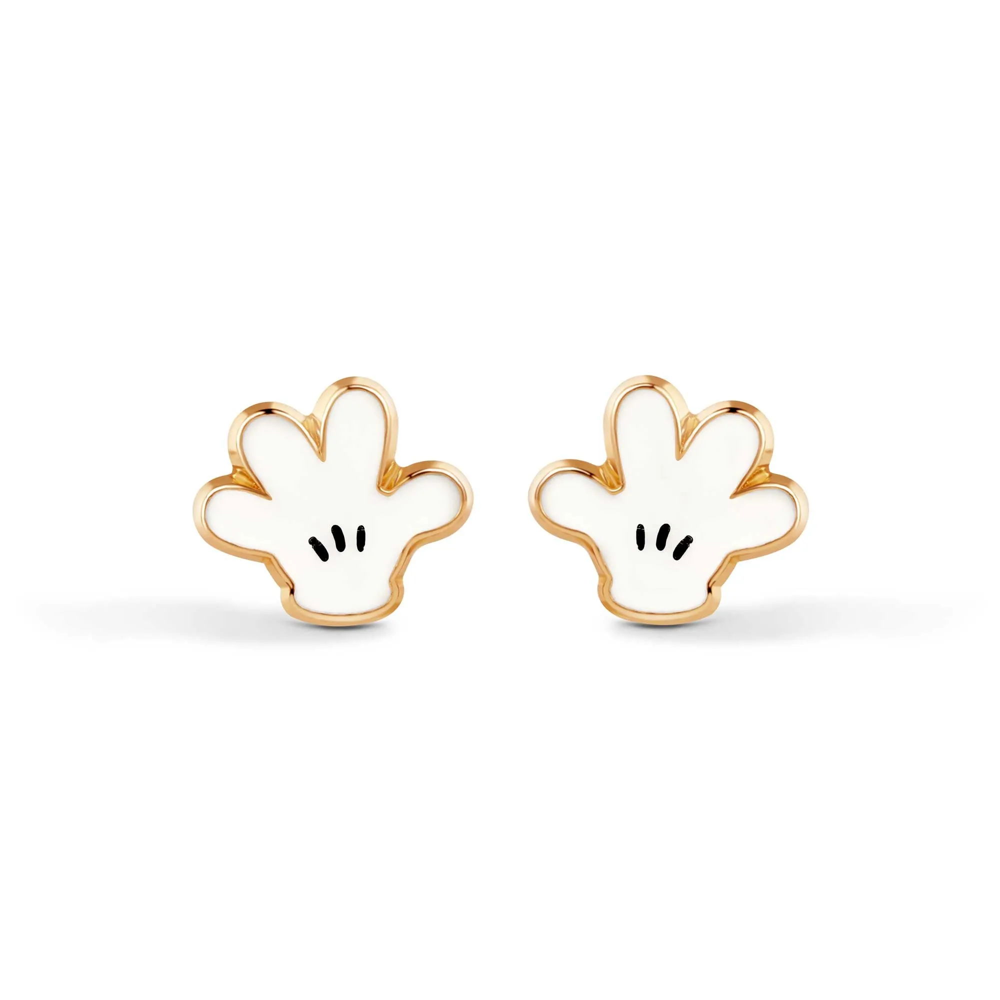 14E00189. - 14 Karat White Enamel Gloves Screw Back Earrings