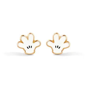 14E00189. - 14 Karat White Enamel Gloves Screw Back Earrings