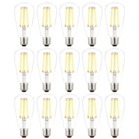 15 X E27 LED 6w Filament Clear Pear Shaped Dimmable Light Bulb