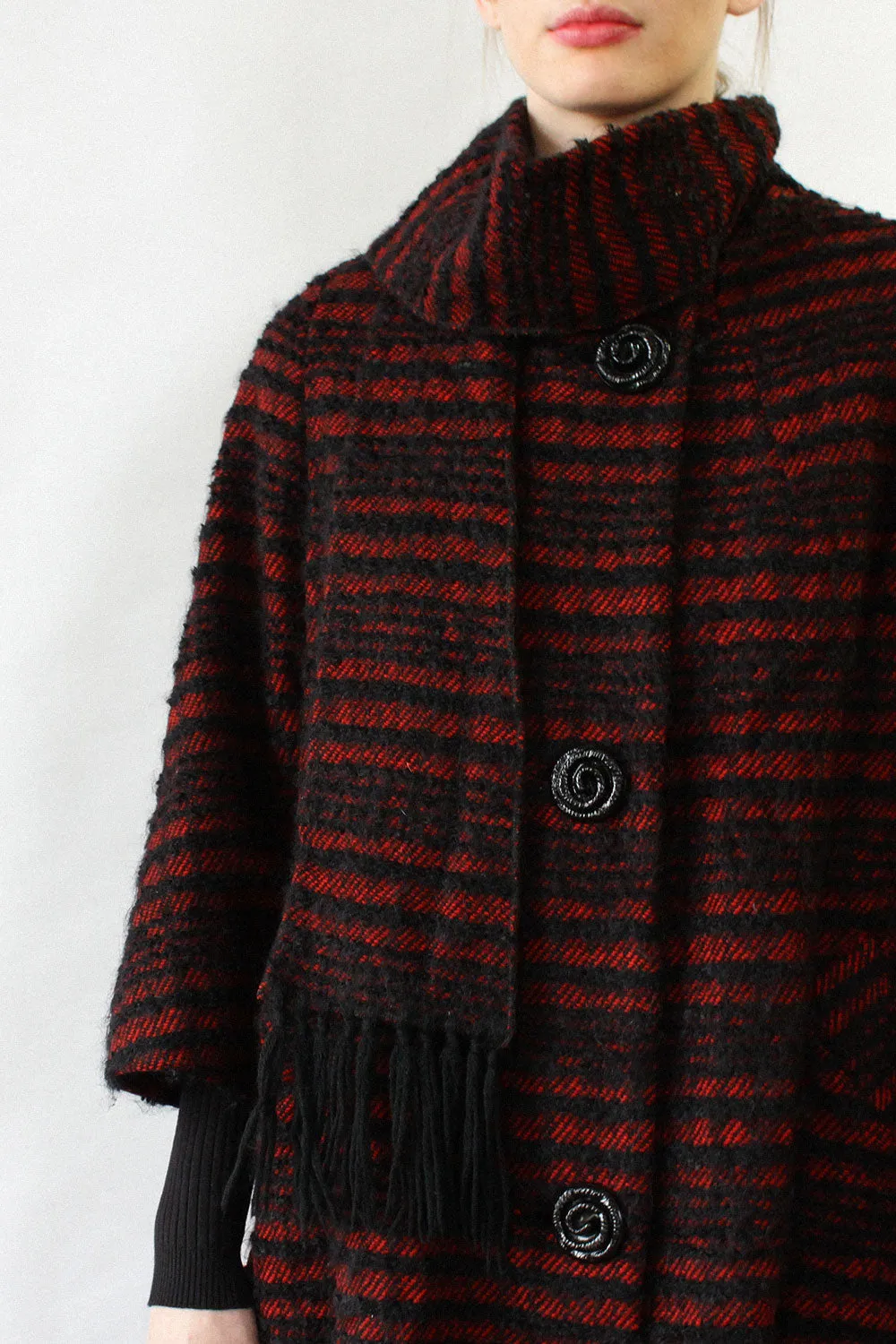 1950s Stripe Swing Scarf Coat S-L