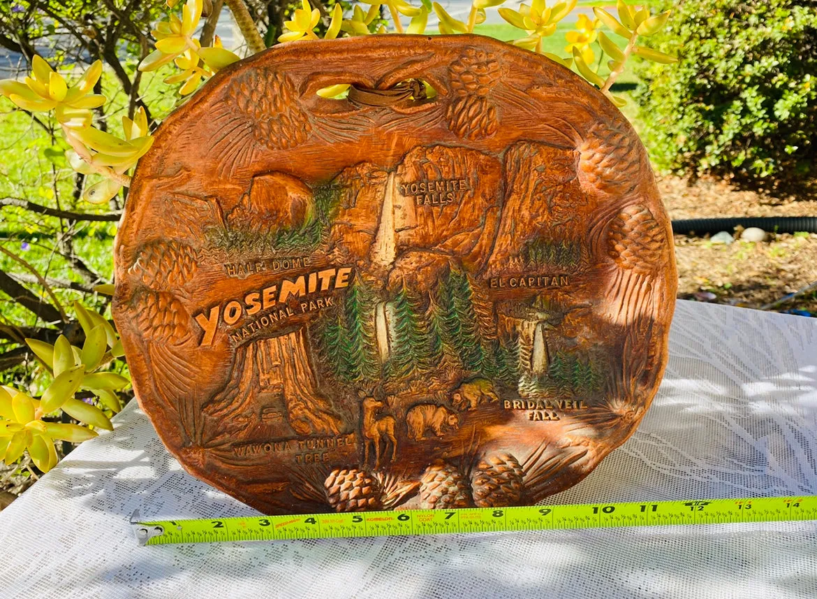 60's Yosemite National Park Faux Wood Decorative Collectible Souvenir Wall Plate