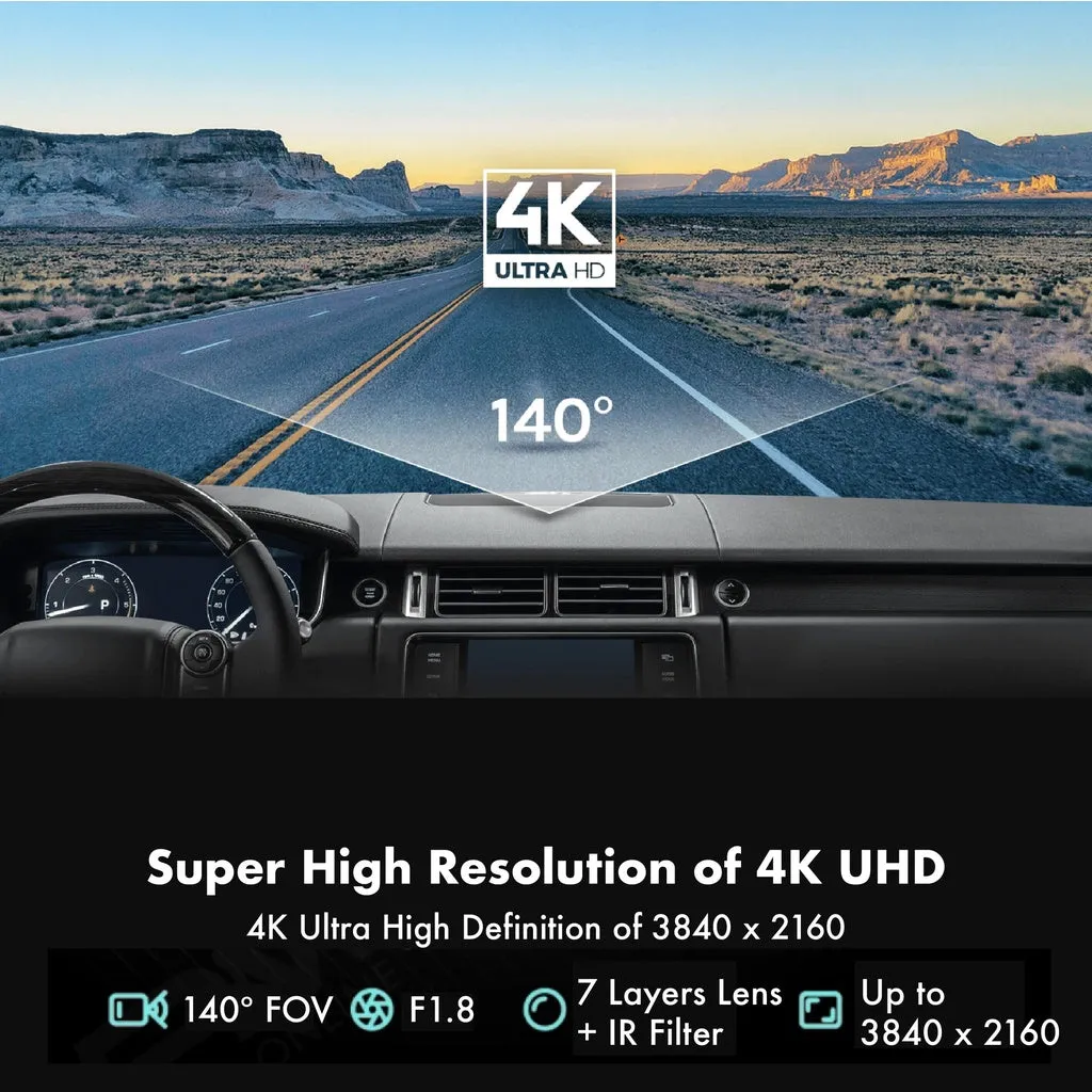 70mai A800s 4K UHD Car Recorder Dash Cam Support RC06 Rear Camera Built-In GPS and ADAS with Parking Surveillance