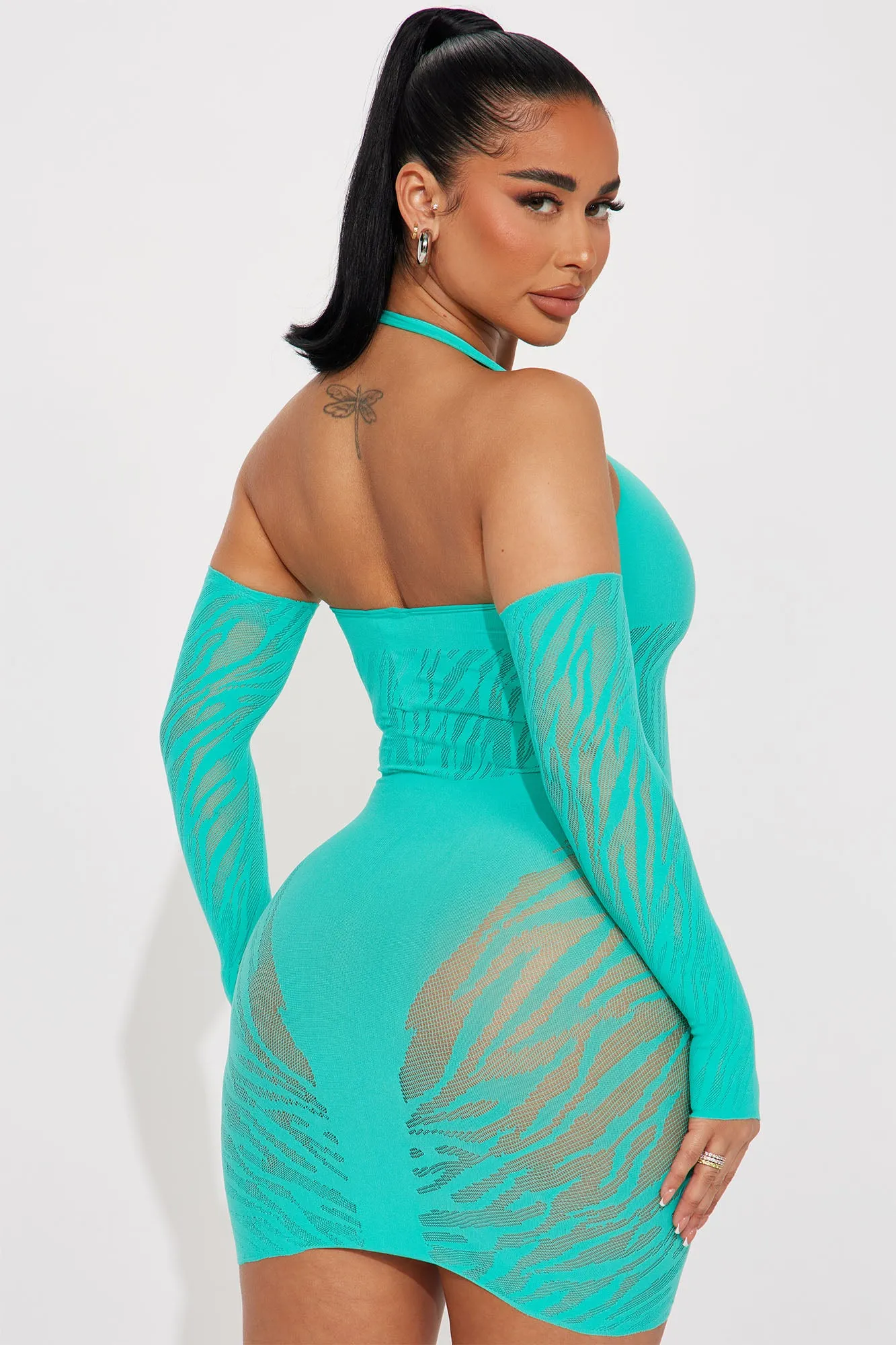 A Dime Piece Seamless Mini Dress - Turquoise