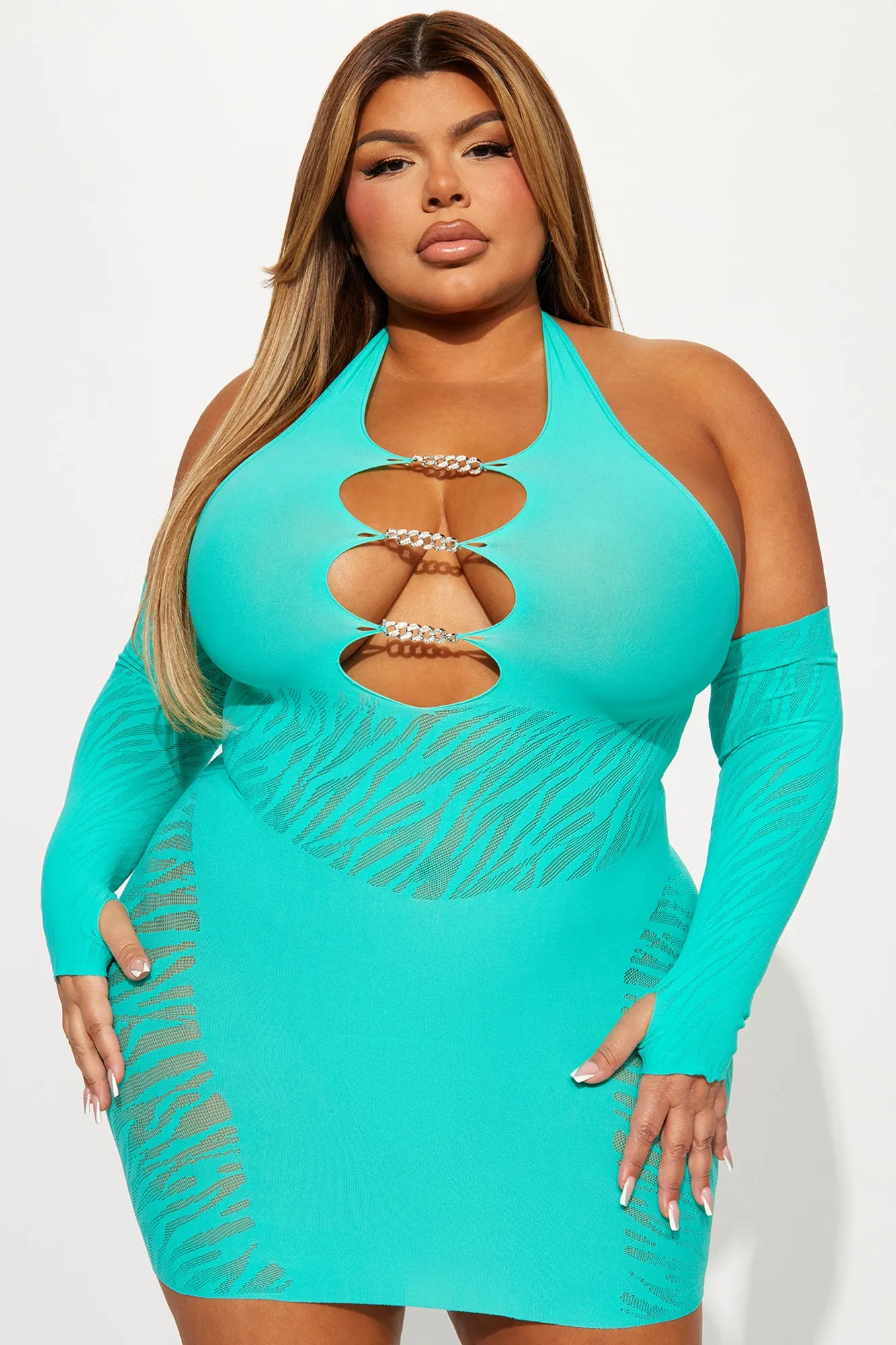 A Dime Piece Seamless Mini Dress - Turquoise