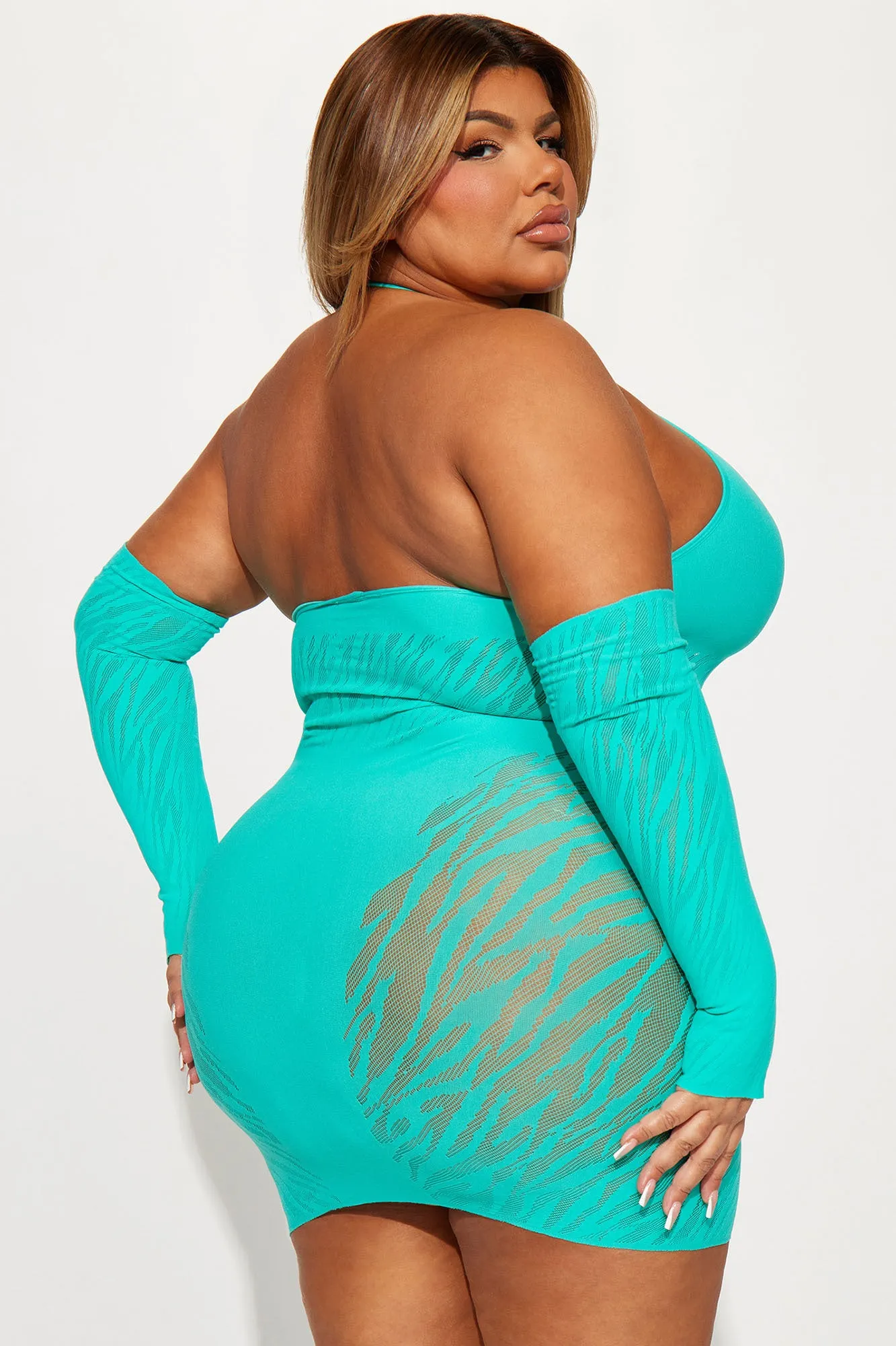 A Dime Piece Seamless Mini Dress - Turquoise