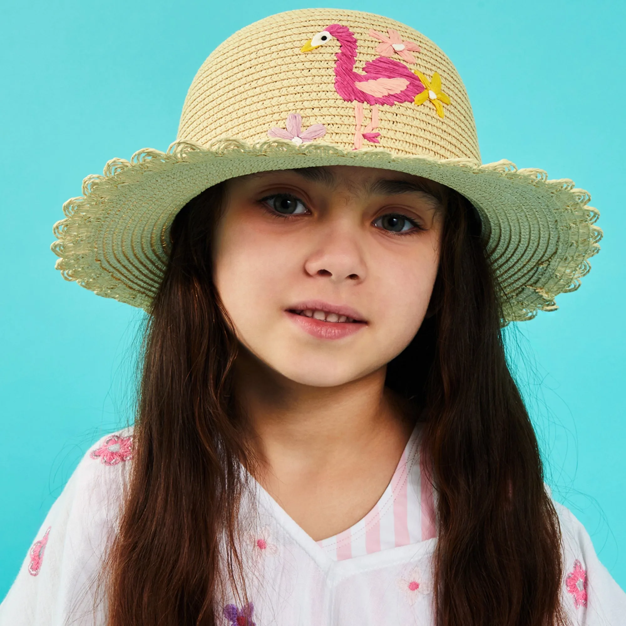 Accessorize London Flamingo Floppy Hat Natural (3-6 years)