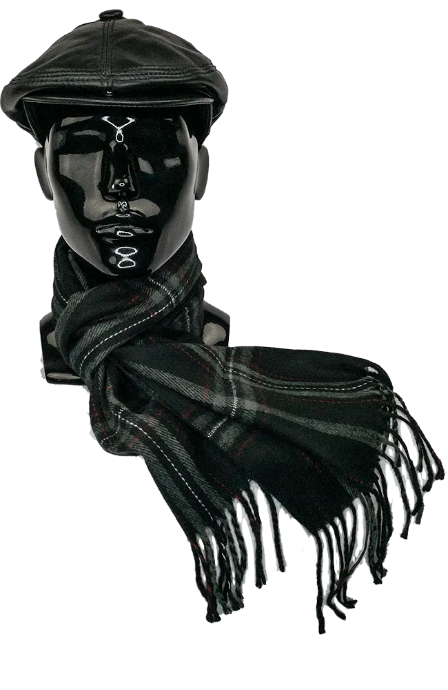 Acrylic Check Scarf-21120-Black