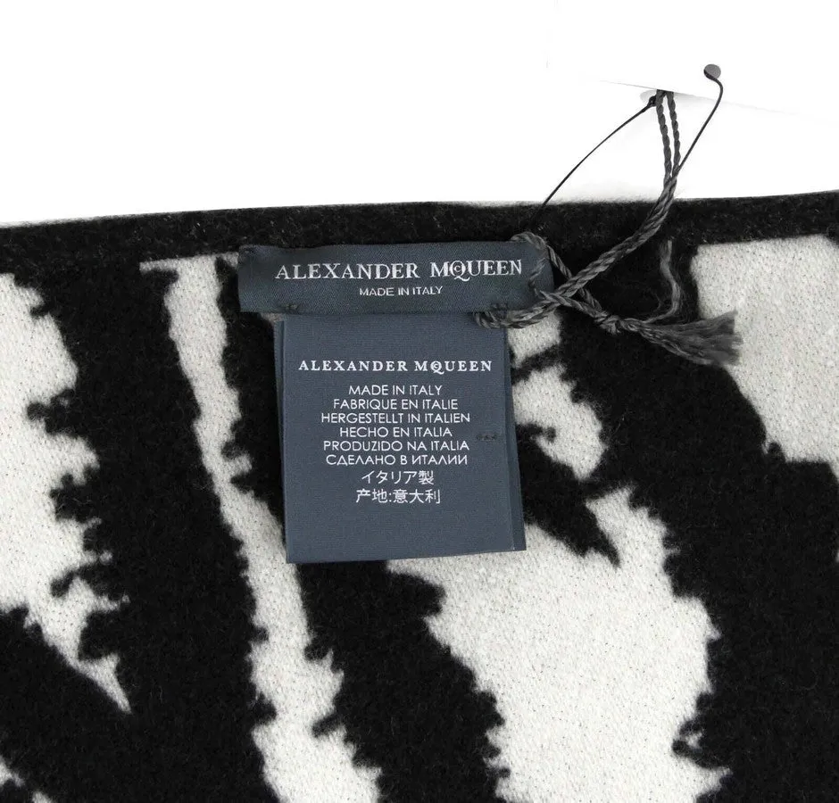 Alexander McQueen Women's Black / Ivory Wool / Silk MQ London Print Scarf