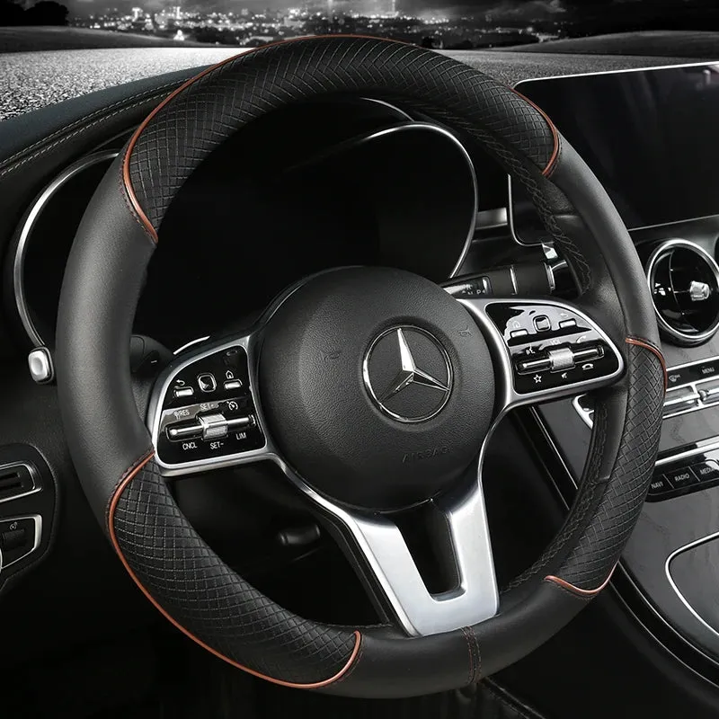 Auto Full Leather Stitching Steering Wheel Cover