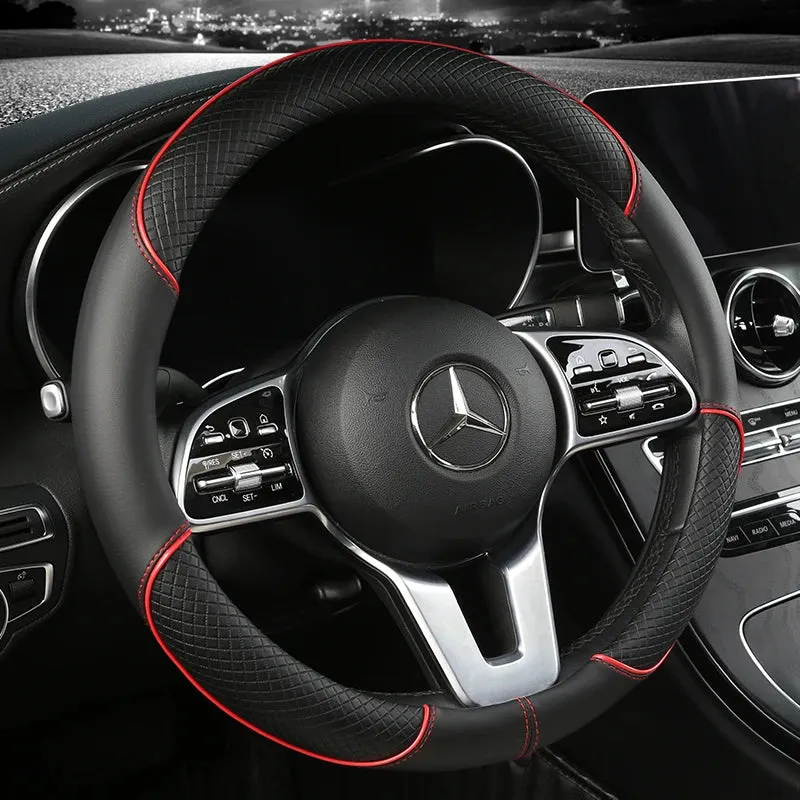 Auto Full Leather Stitching Steering Wheel Cover