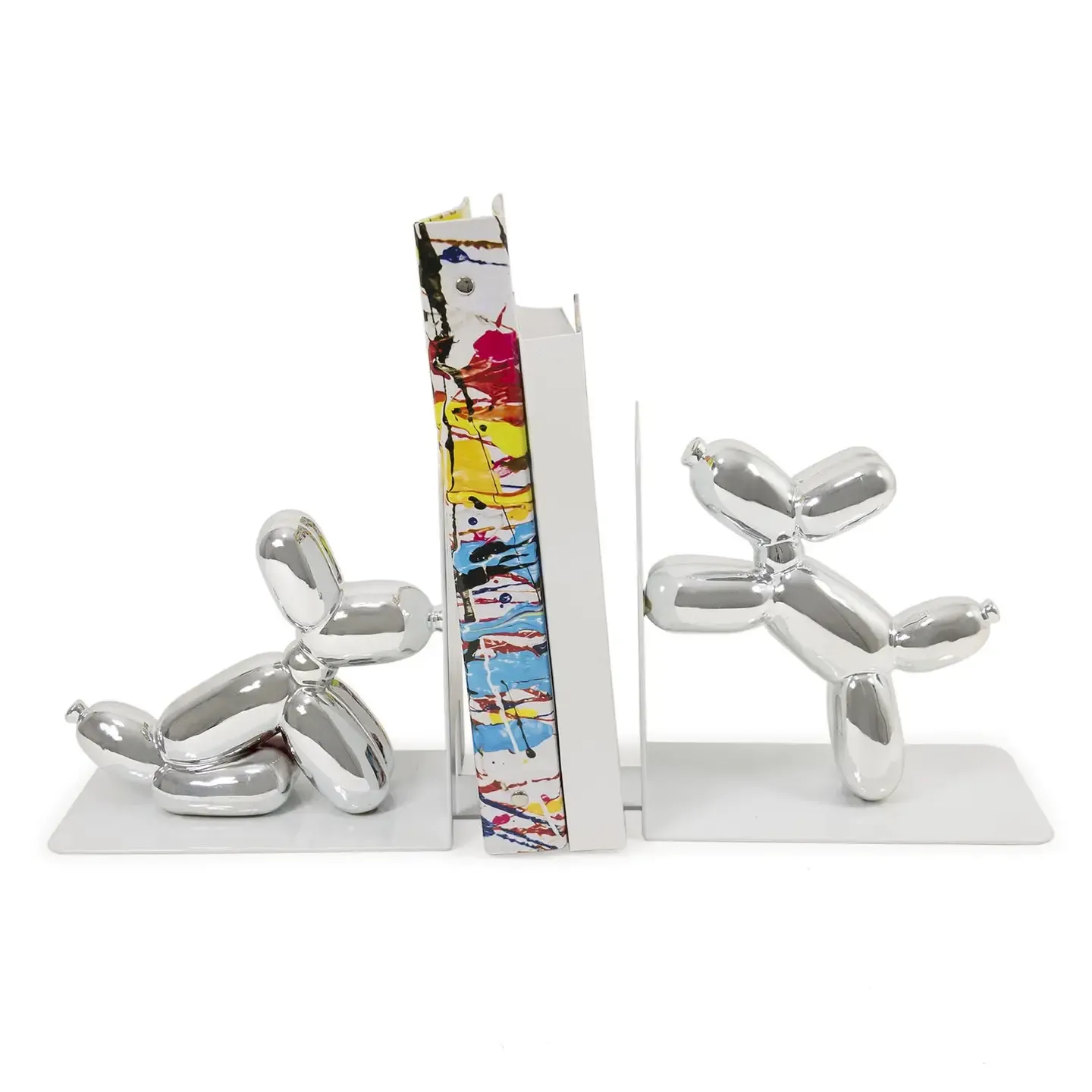 Balloon Doggy Bookends Silver