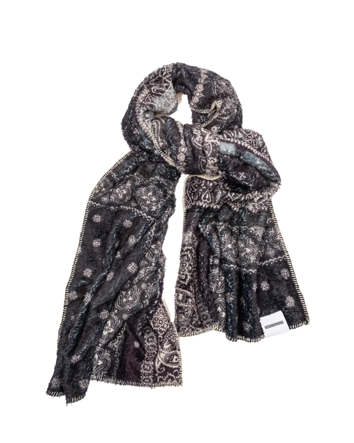 Bandana Pattern Fleece Muffler Black