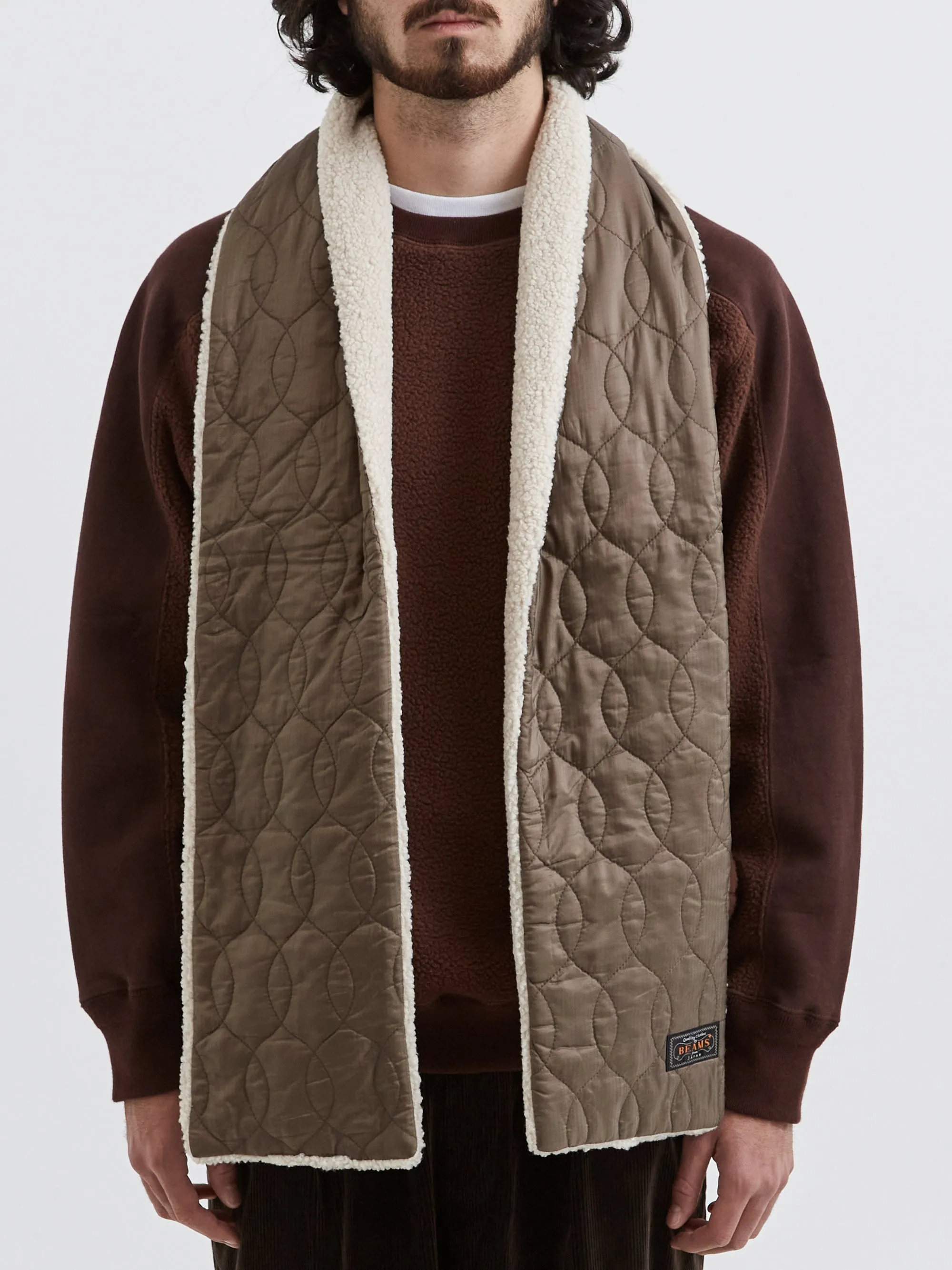 Beams Plus Muffler Boa Quilting - Khaki