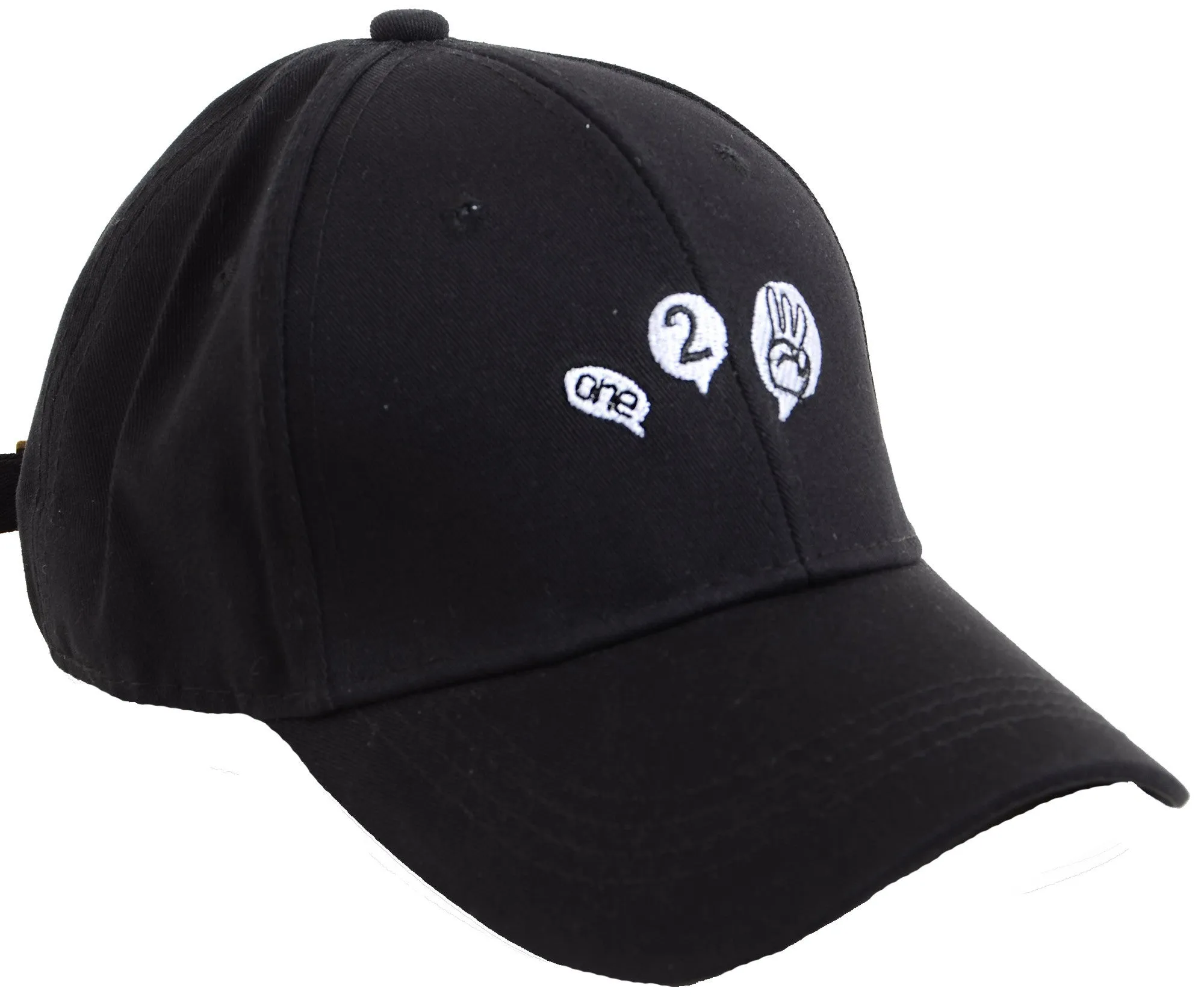 Black Adjustable Baseball Cap with Funky Embroidered Design