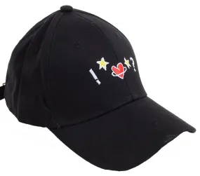 Black Adjustable Baseball Cap with Funky Embroidered Design