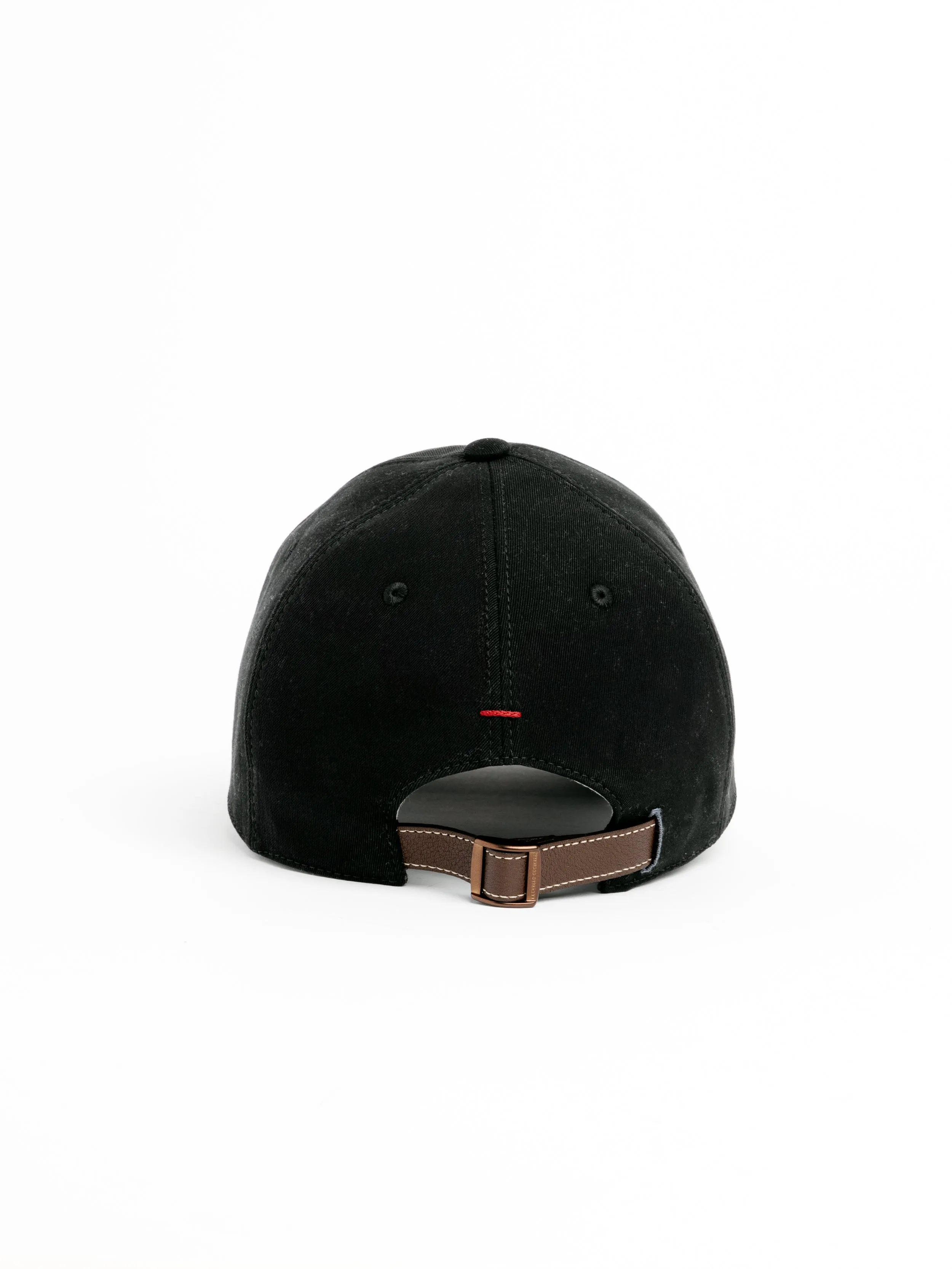 Black Baseball Cap in Twisted Cotton Gabardine with Embroidery