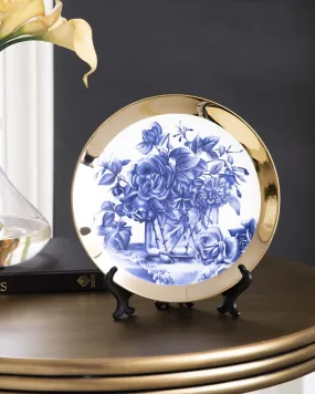 Bouquet of Flowers Blue & White Decorative Plate - 8"