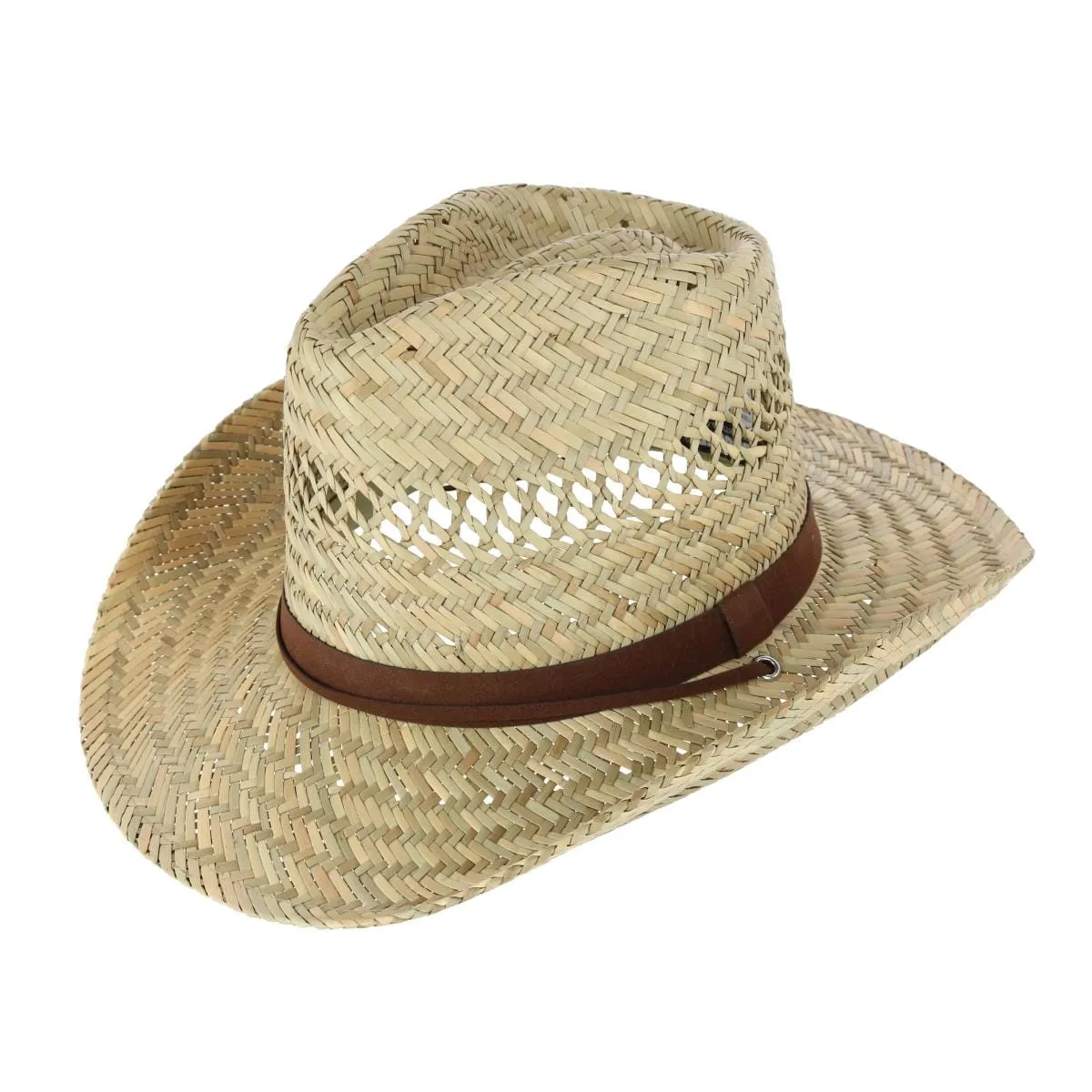 Broner Men's Ventilated Western Straw Hat with Chin Cord