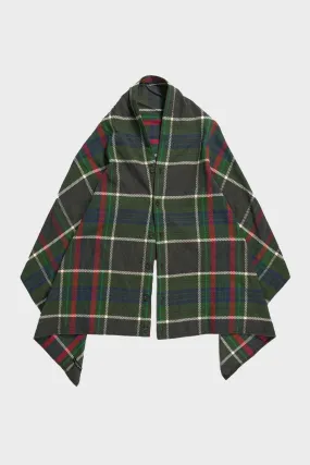 Button Shawl - Olive Cotton Heavy Twill Plaid