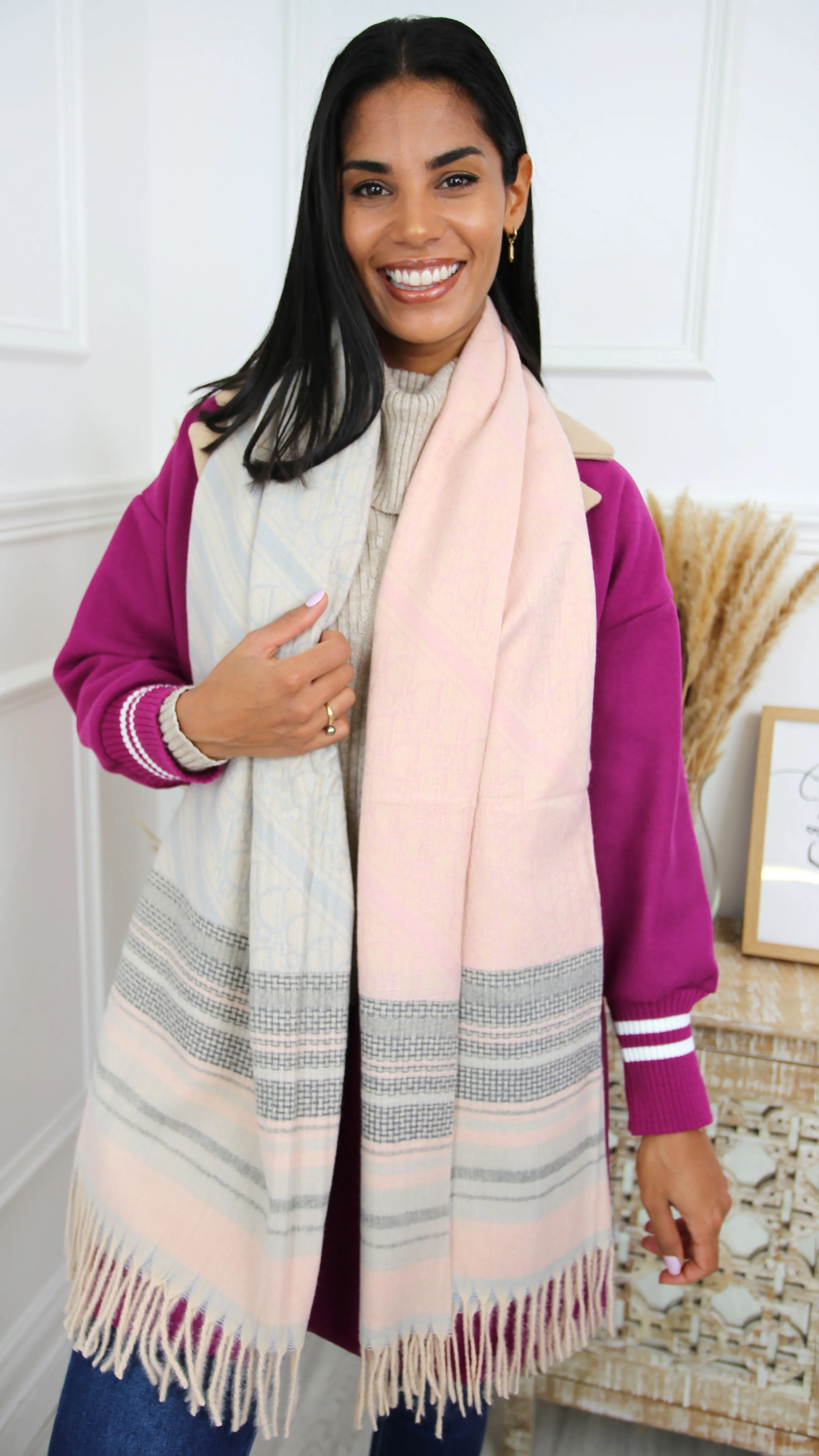 Callie Pink Stripe Scarf