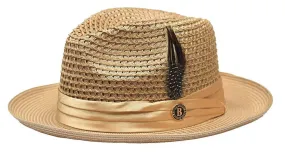 Camel Fedora Braided Straw Hat