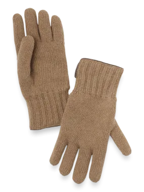 Cashmere Lined Knit Gloves - Camel