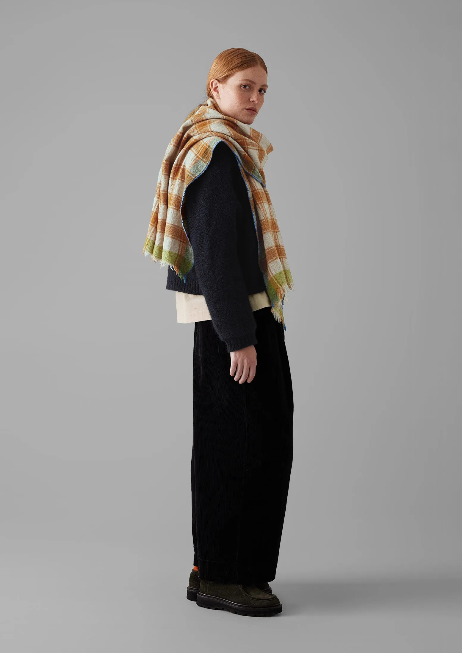 Check Hand Woven Scarf | Rust