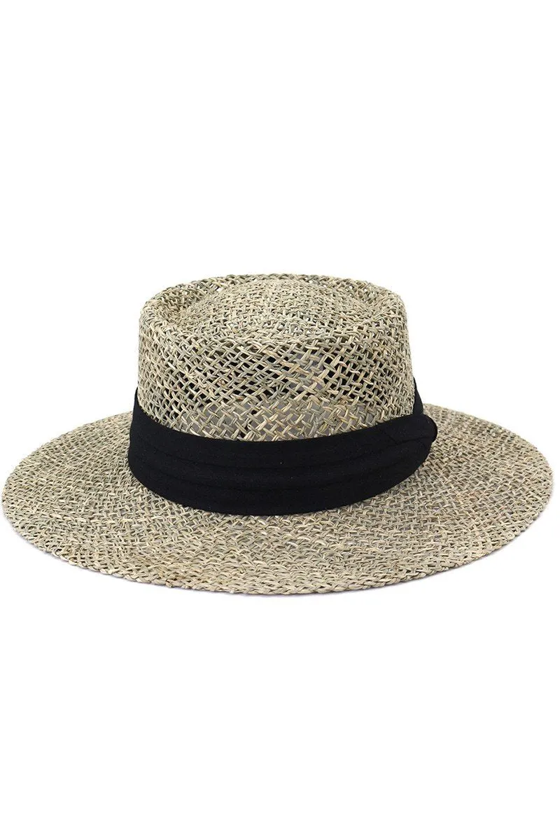 CLOTH BAND SUMMER STRAW PANAMA HAT