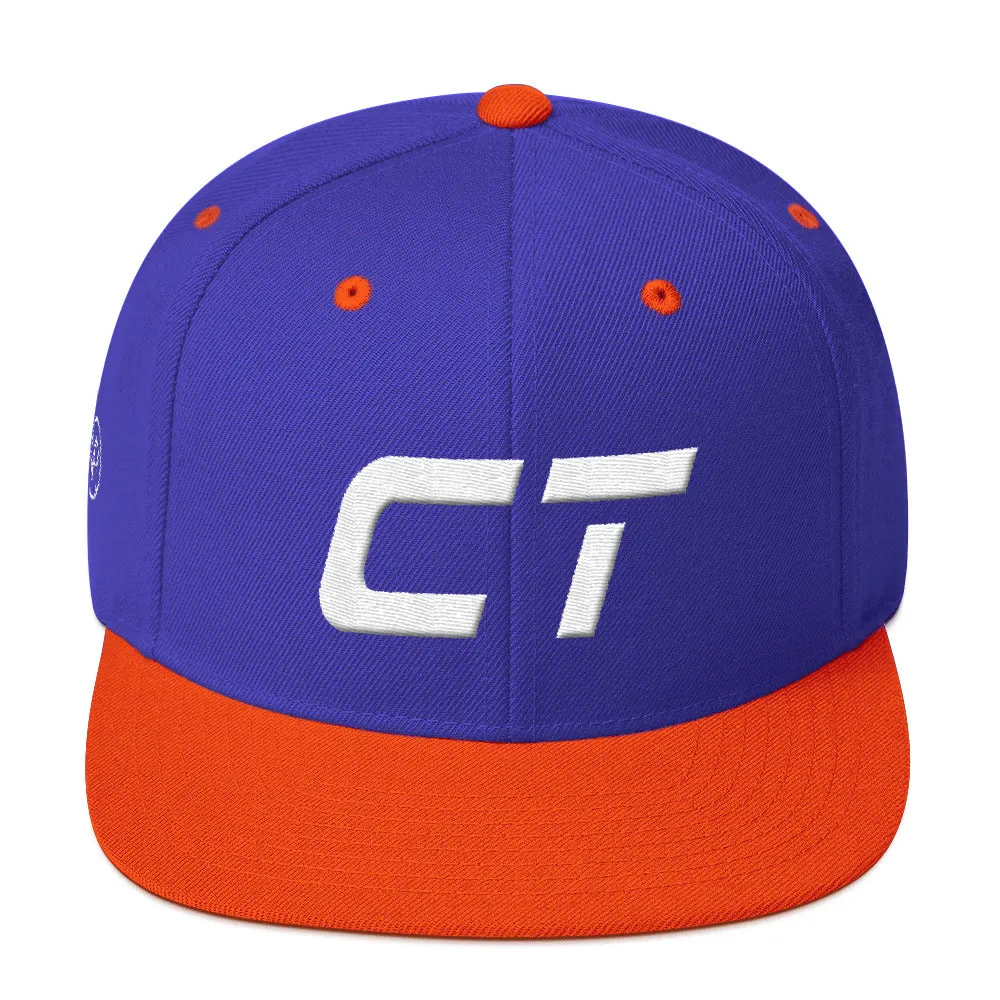 Connecticut - Flat Brim Hat - White Embroidery - CT - Many Hat Color Options Available