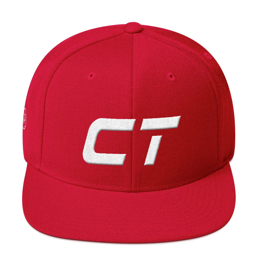 Connecticut - Flat Brim Hat - White Embroidery - CT - Many Hat Color Options Available