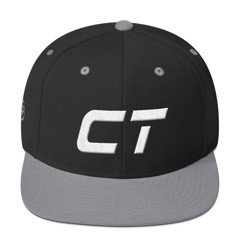 Connecticut - Flat Brim Hat - White Embroidery - CT - Many Hat Color Options Available