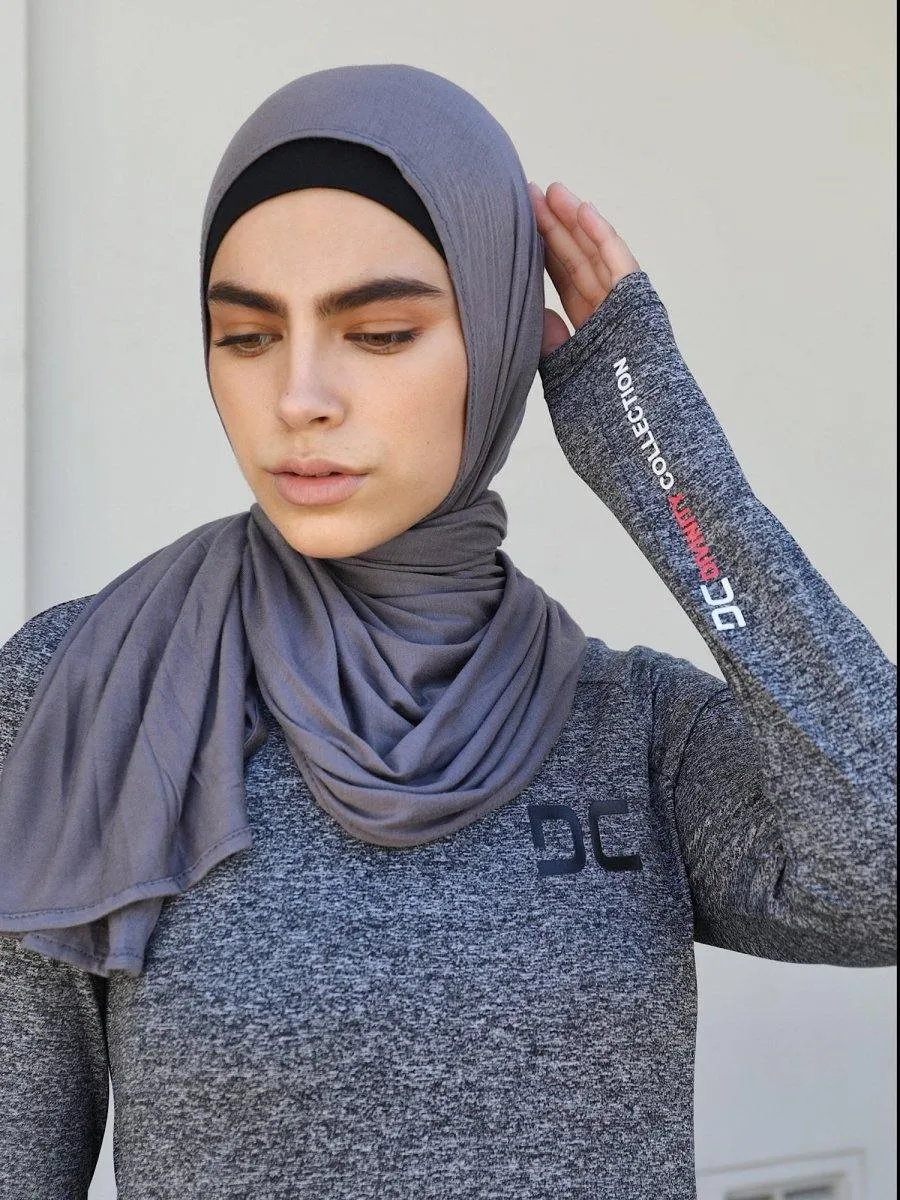 Cotton Soft Jersey Maxi Hijab Scarf - Charcoal