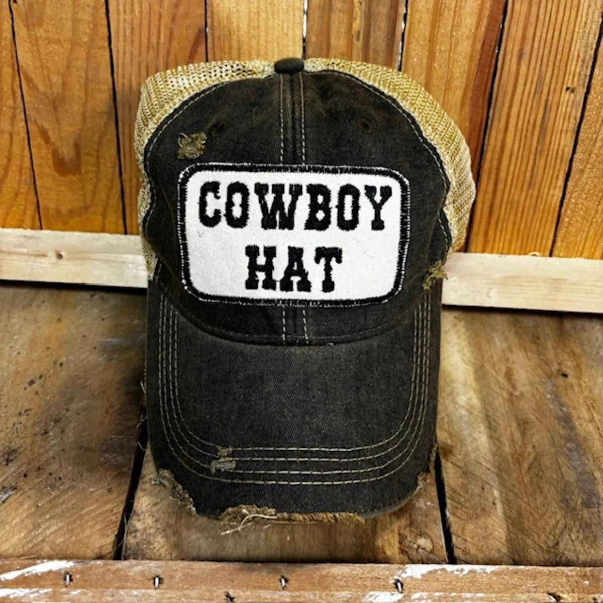 Cowboy Hat Trucker Cap - Distressed Trucker Hats for Bourbon Cowgirl