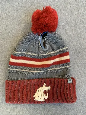 Crimson & Gray WSU Logo Knit Pom Beanie