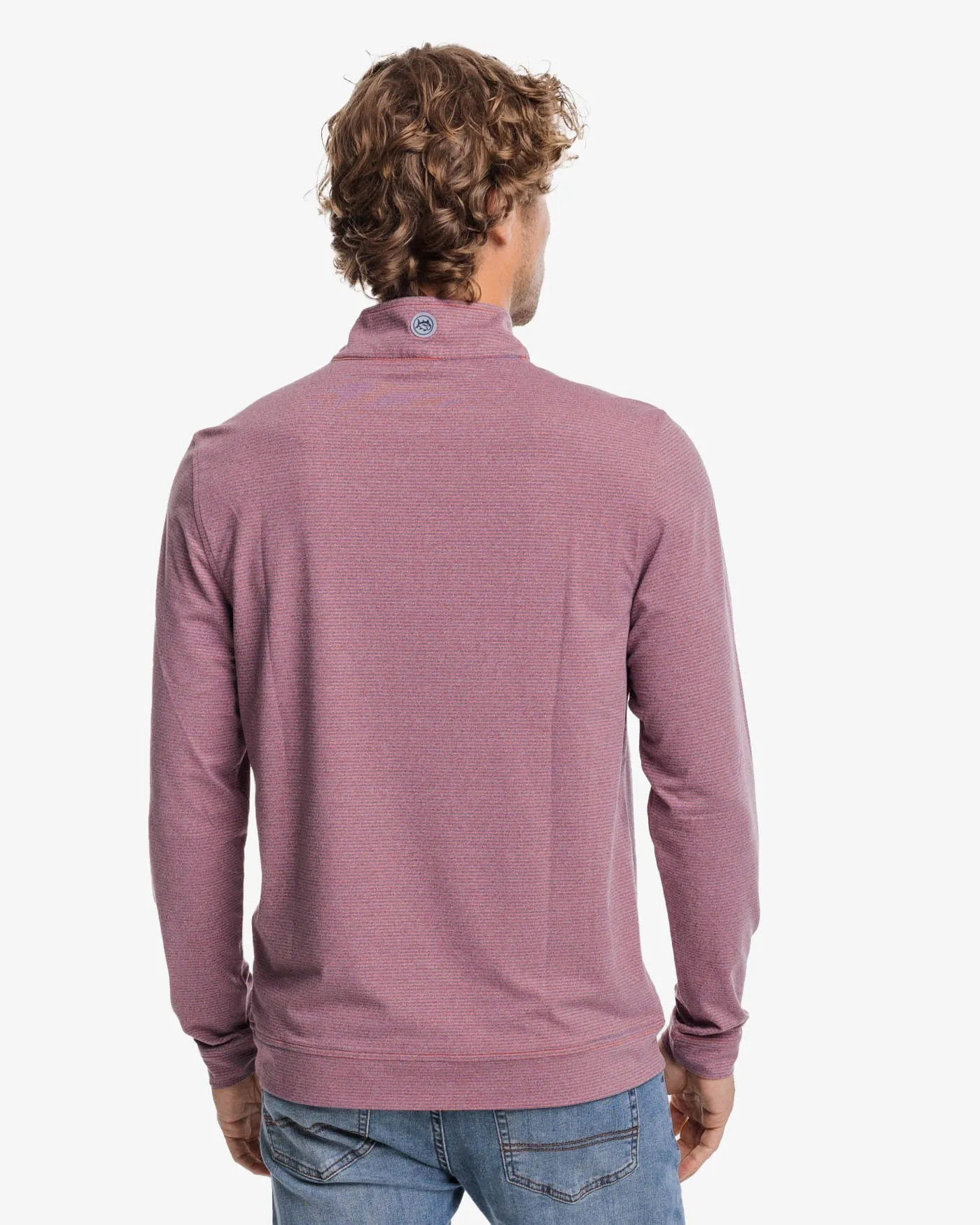 Cruiser Heather Micro-Stripe Performance Quarter Zip Pullover- Dusty Coral