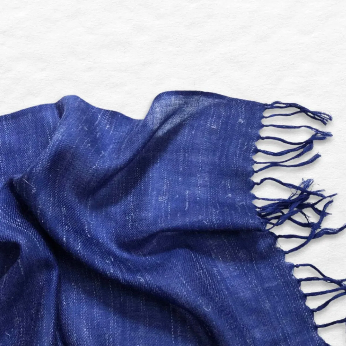 Dark-Blue Wool & Linen Long Scarf/Stole