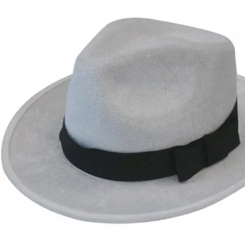 Deluxe Velour Gangster Hat - White