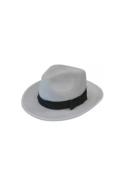 Deluxe Velour Gangster Hat - White