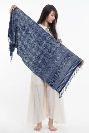 Diamonds Print Hmong Indigo Batik Shawl Scarf