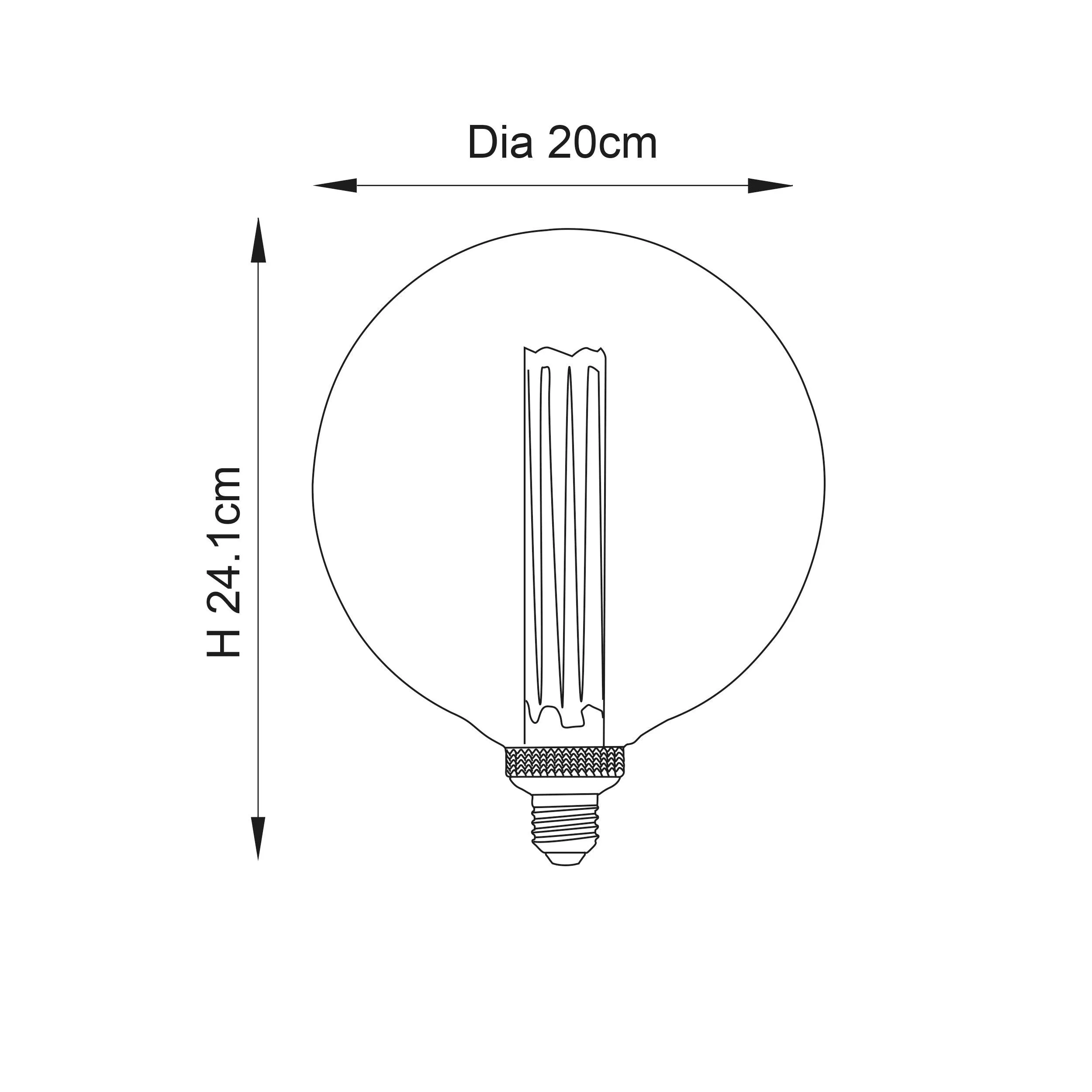 E27 Globe Internal Cylinder Amber LED 2.8w Light Bulb - 200mm