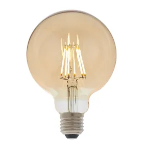 E27 LED 95mm Amber Filament Globe 6W Dimmable Light Bulb