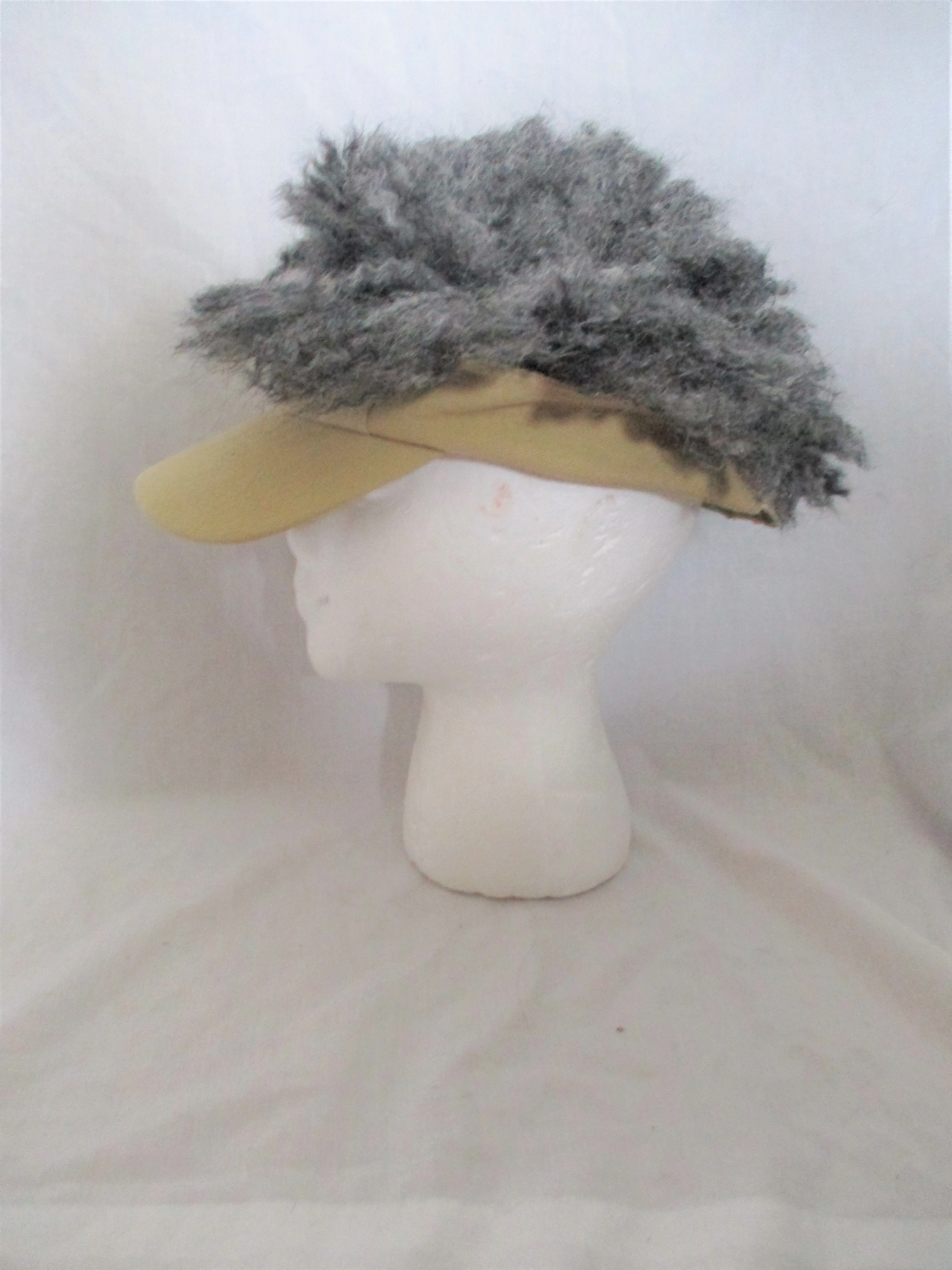 ELOPE FRIZZY GRAY HAIR HAT Cap Tan SILVER Whimsical Cosplay Party