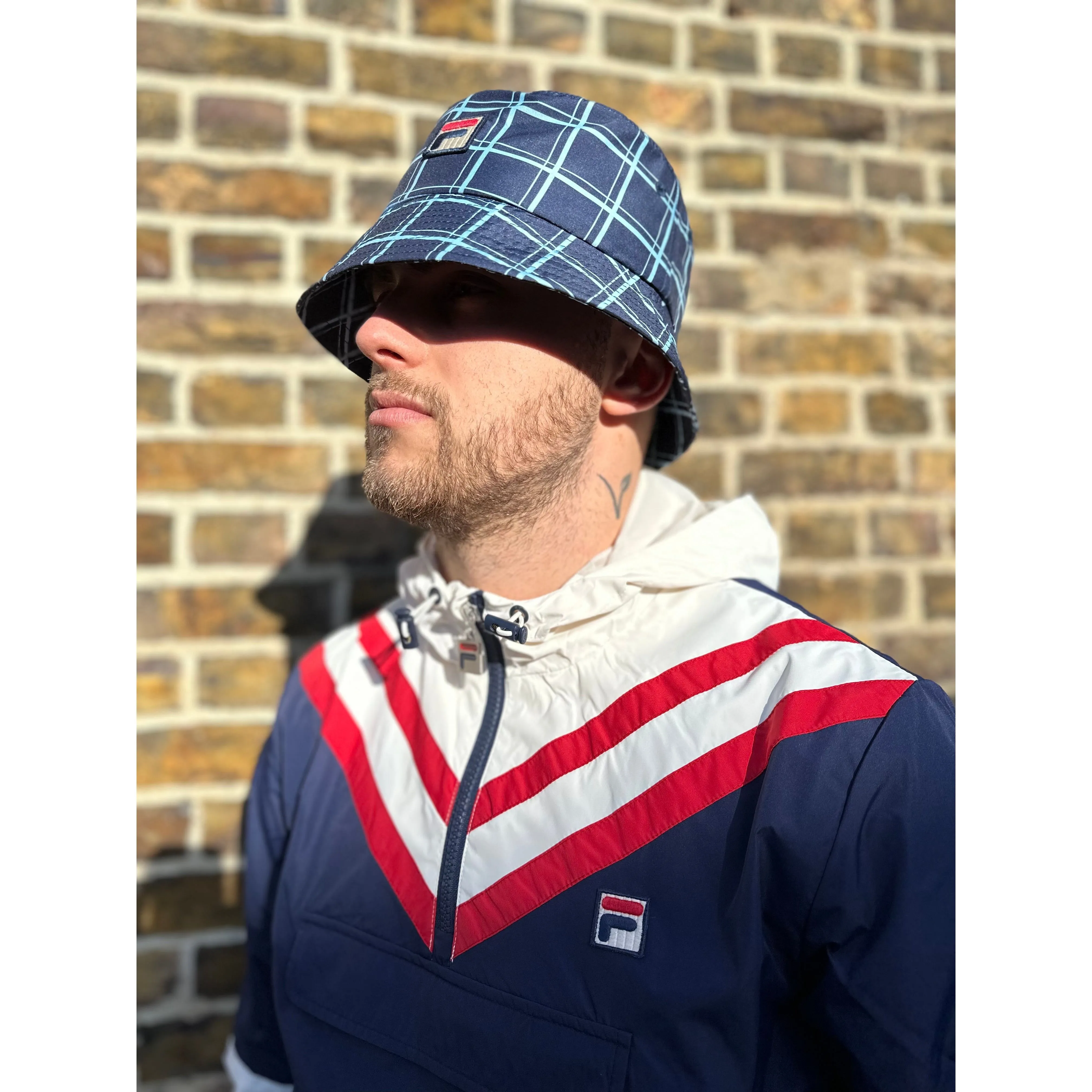 Fila Vintage - Oscar Heritage Check Fila Navy / Blue Bell - Bucket Hat