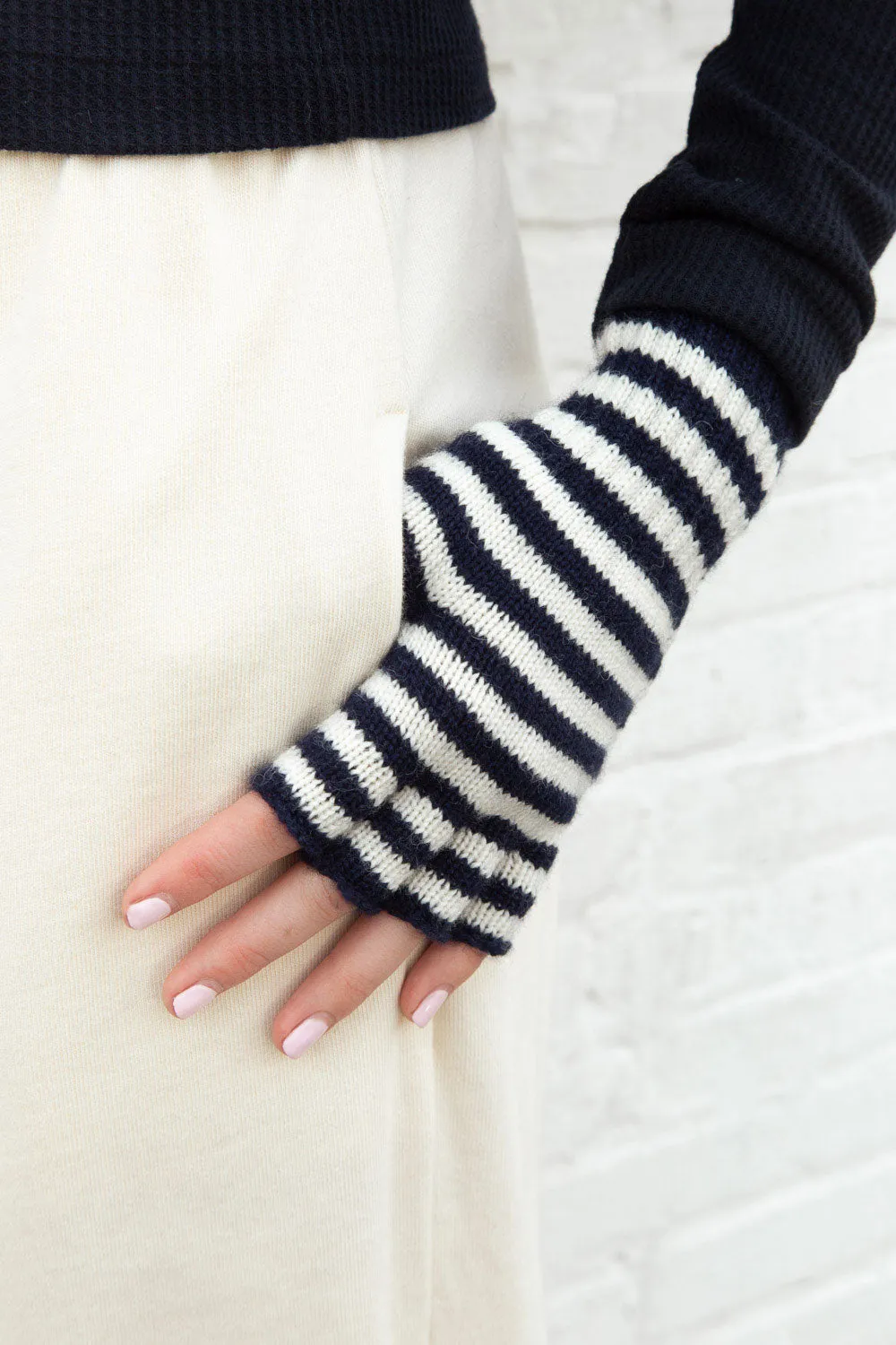 Fingerless Wool Striped Gloves