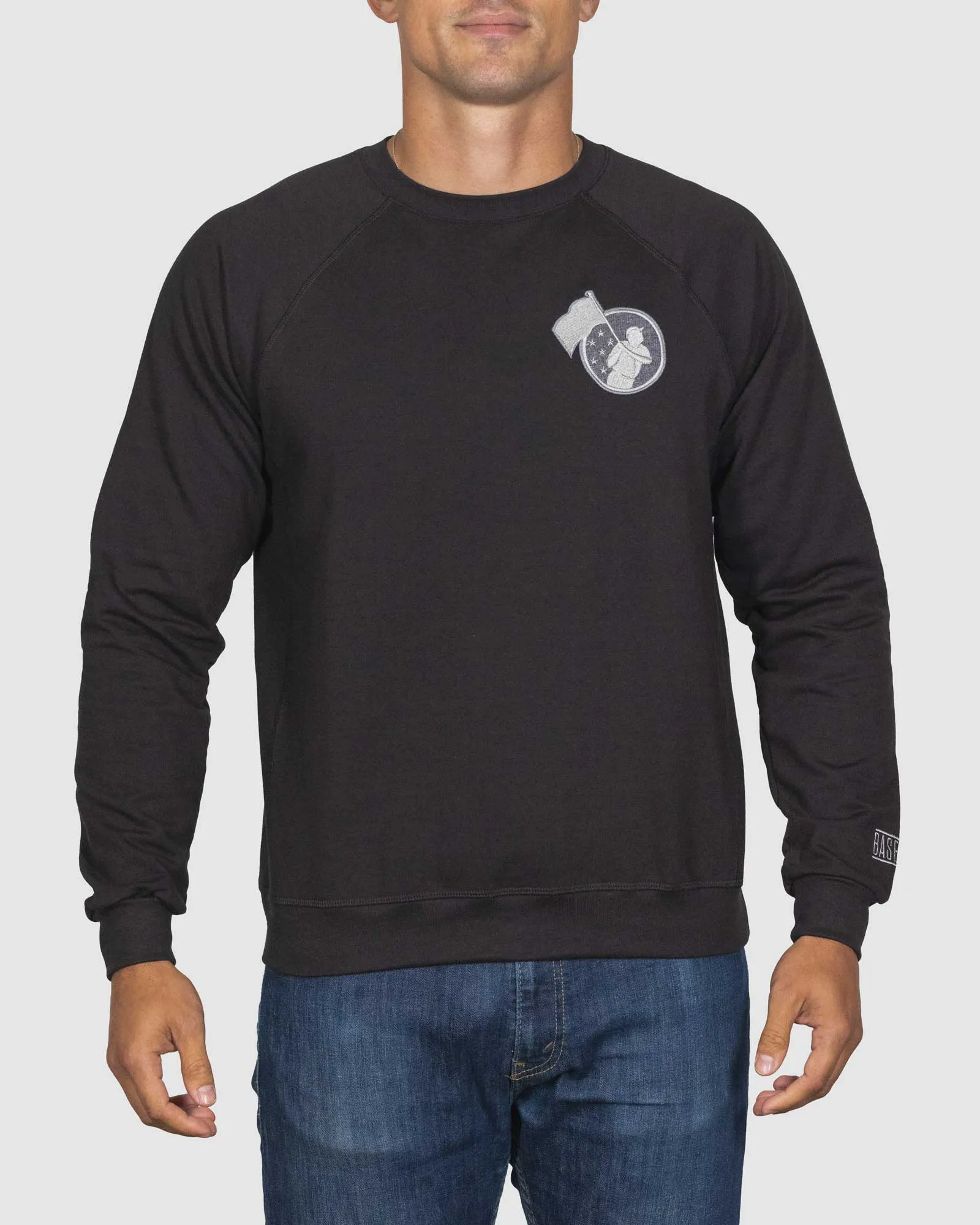 Flag Man Badge Crew Neck (Black)