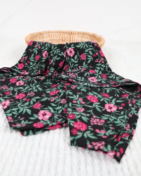 Floral Soft Scarf- Black & Pink