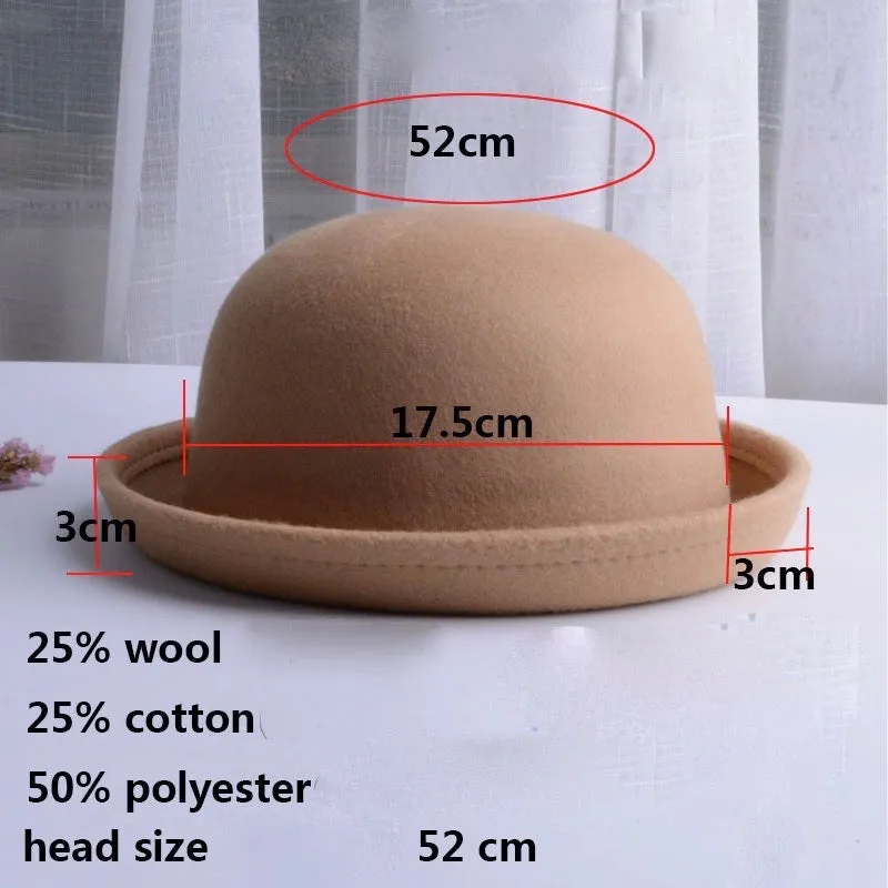 Girls And Boys  Woolen Adjustable Bowler Fedora Hat - ONLY 5 LEFT !!!